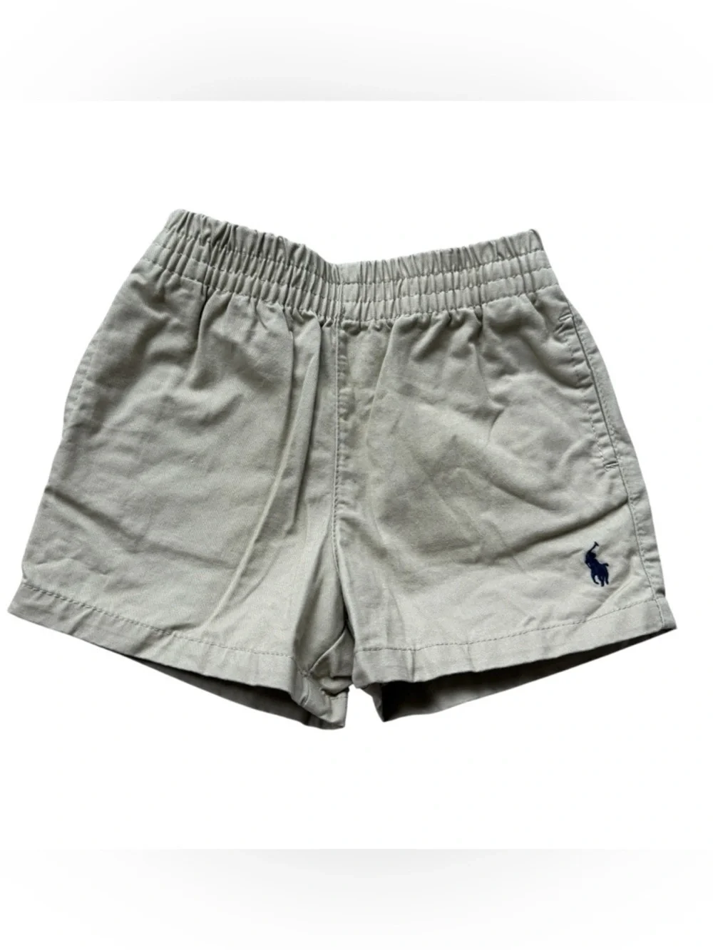 Ralph Lauren Khaki Elastic Waist Shorts Blue Pony Casual Preppy 3 Months Baby